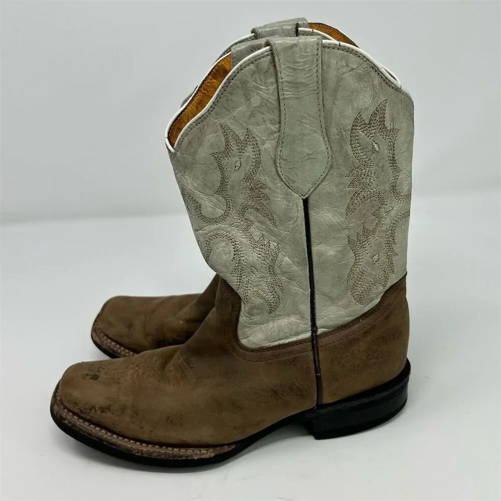 Rio Grande Youth Boys Western Pull On Cowboy Boots Embroidered US Size 2